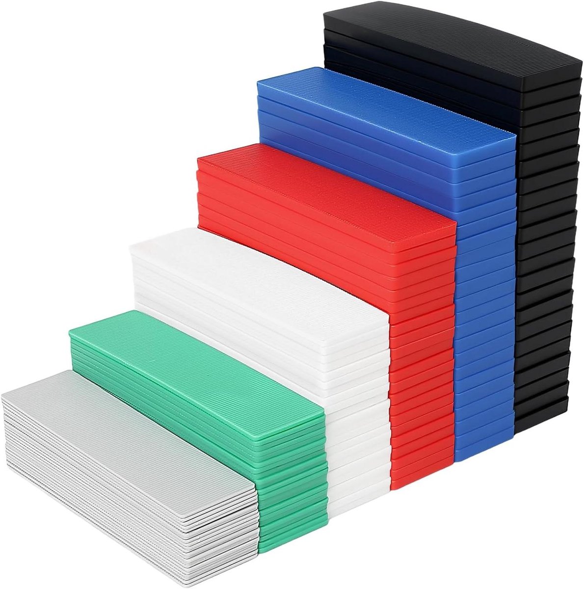 Afstandhouders Kunststof - Onderlegplaten Beglazingsblokken - Nauwkeurig Nivelleren - Antislip Groeven Ontwerp - 132 Stuks 1-6 mm - Mix Kleuren