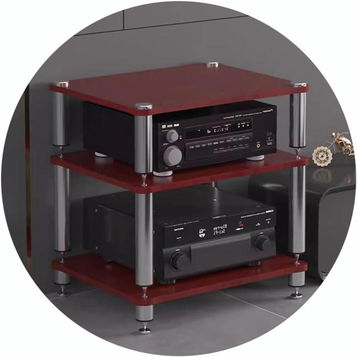 Audio Kast Component - Stereo Opbergrek - Muziek Luisteren - Meerlaags Ontwerp - 2-4 Tier - Rood