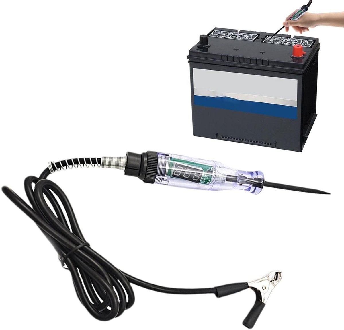 Stroomcircuittester - Spanningstester - Auto Onderhoud - Digitale LED Weergave - 6-24V - Zwart