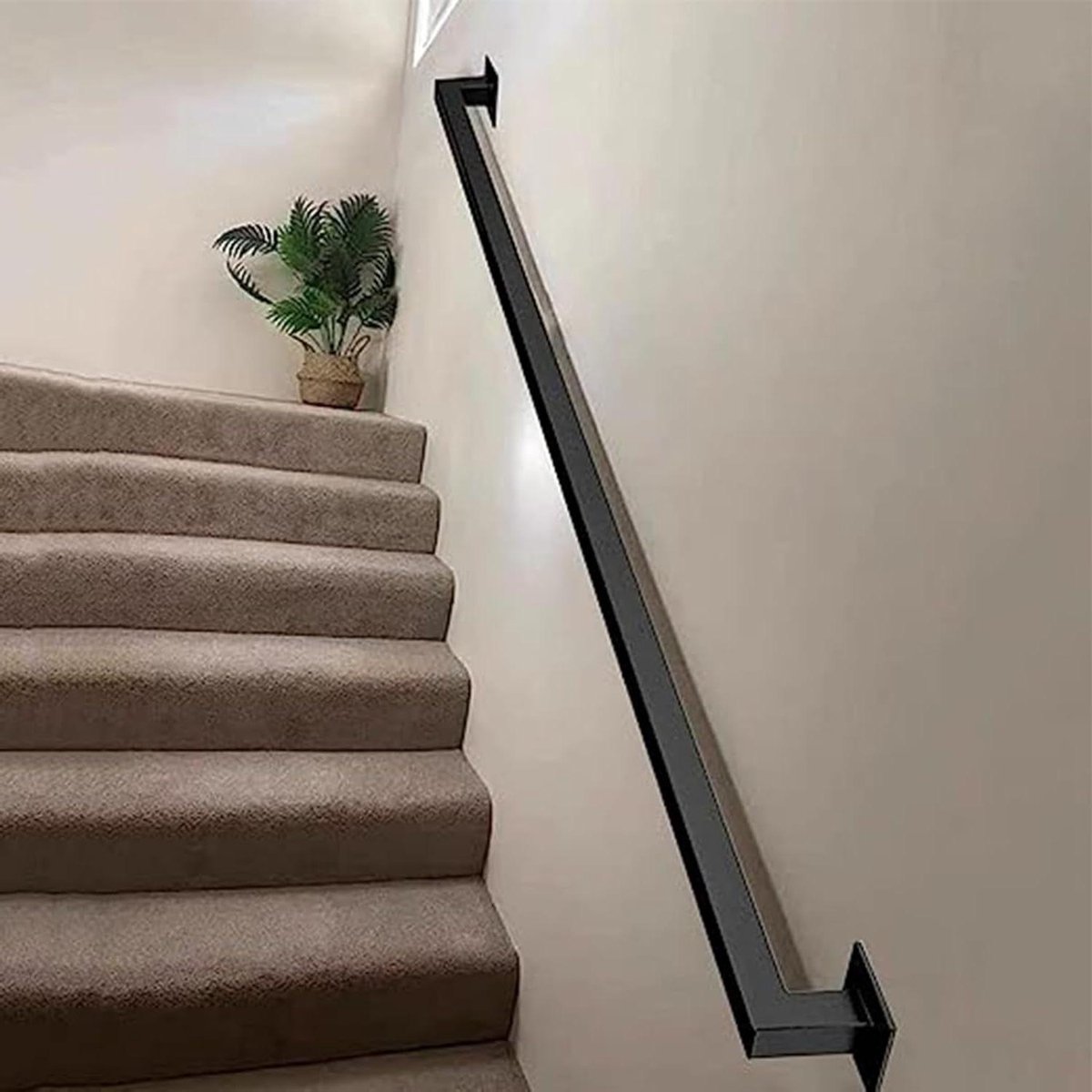 Trapleuning Metaal - Wandsteun Handgreep - Veilige Traplift - Roestwerende Coating - 80cm - Zwart