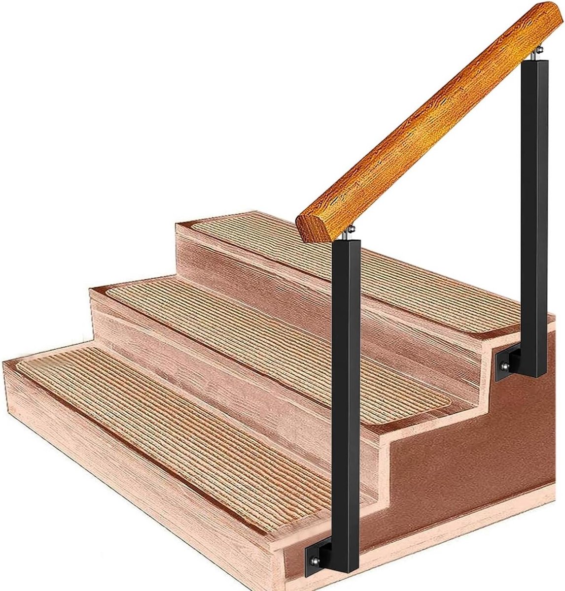 Trapleuning Buiten - Hekwerk Steun - Veilig Lopen - Verstelbare Hoek - 85 cm Hoog - Zwart