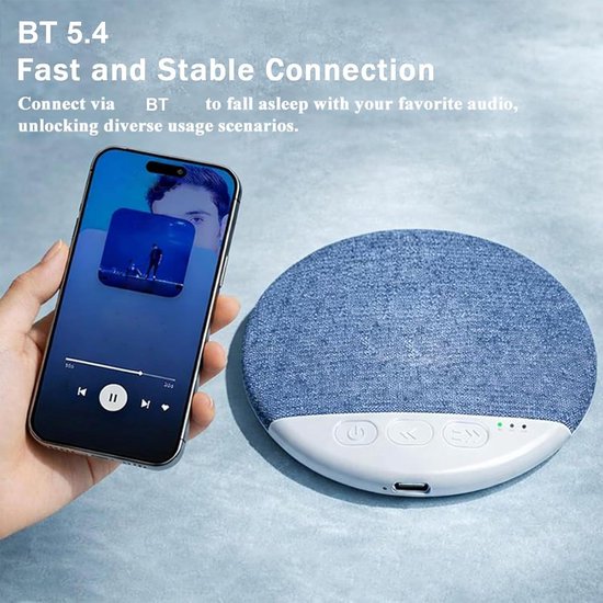 Kussenluidspreker - Slaap audio - Rustige nacht - Botgeleiding technologie - 96x96x11 cm - Blauw — afbeelding 4