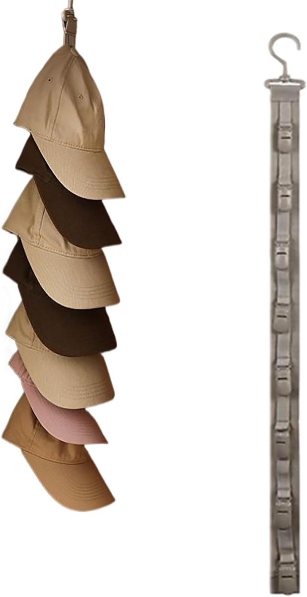 Hoed Organizer - Pet Houder - Ruimte Besparen - 360 Graden Draaibaar - 72 cm - Kaki
