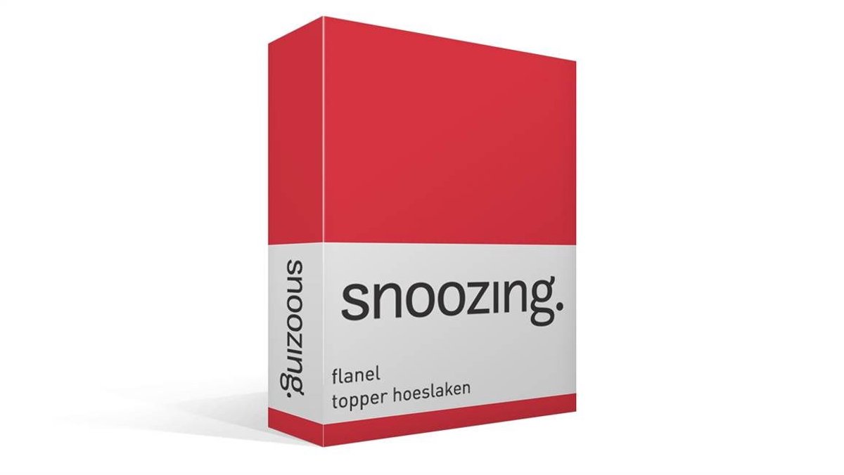 Snoozing - Flanel - Hoeslaken - Topper - Eenpersoons - 90/100x220 cm - Rood