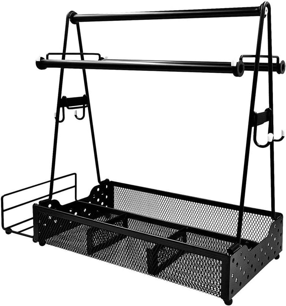 BBQ Caddy - Grill Organizer - Buiten koken - Met handdoekhouder - 38 x 175 x 39 cm - Zwart