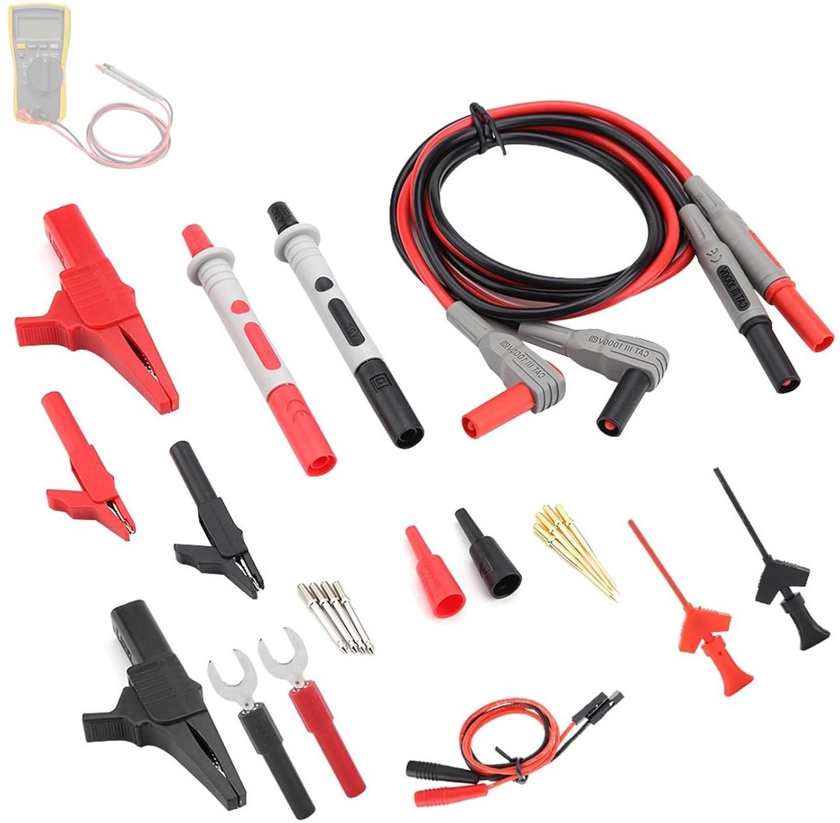 Digitale Multimeter - Meetset - Elektrische Metingen - Veelzijdige Connectoren - 1 Meter Kabel - Zwart