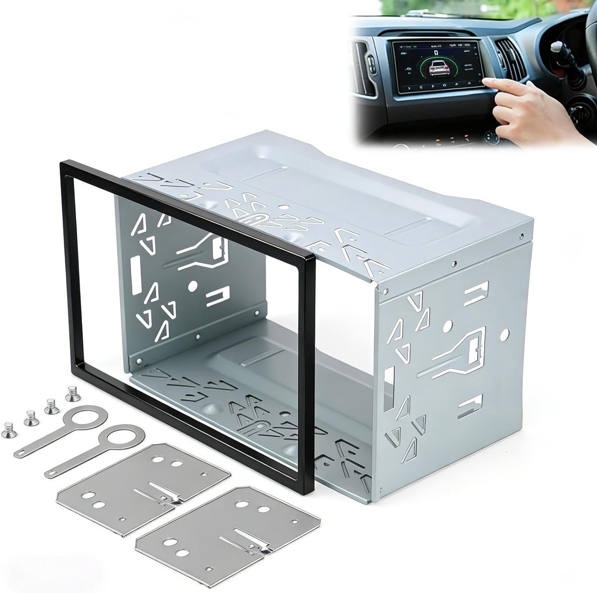 Universele Double DIN Bevestigingsset voor Autoradio's, Geschikt voor VW Jetta, Skoda Golf, Passat en Meer, Inclusief Metalen Frame en Installatiekit