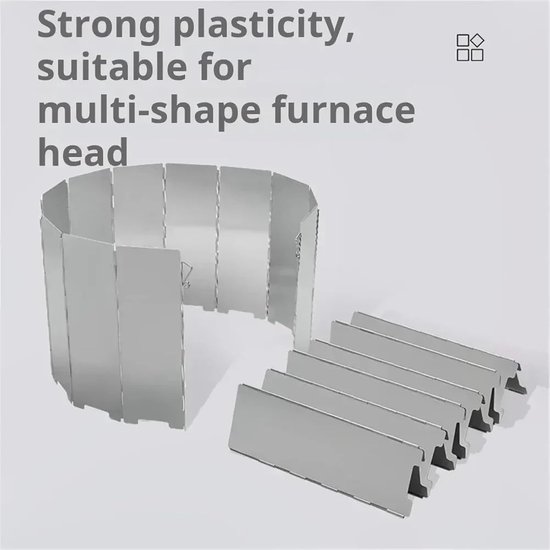 Kookplaat windscherm - Kampeer kachel - Buiten koken - Opvouwbaar aluminium - 24 x 84 cm - Zilverkleurig — afbeelding 3