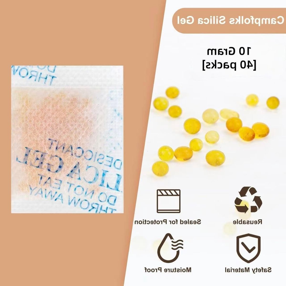 Silicagel Zakjes - Droogmiddel - Vocht Reguleren - Met Kleurindicator - 40 Stuks 10g - Oranje