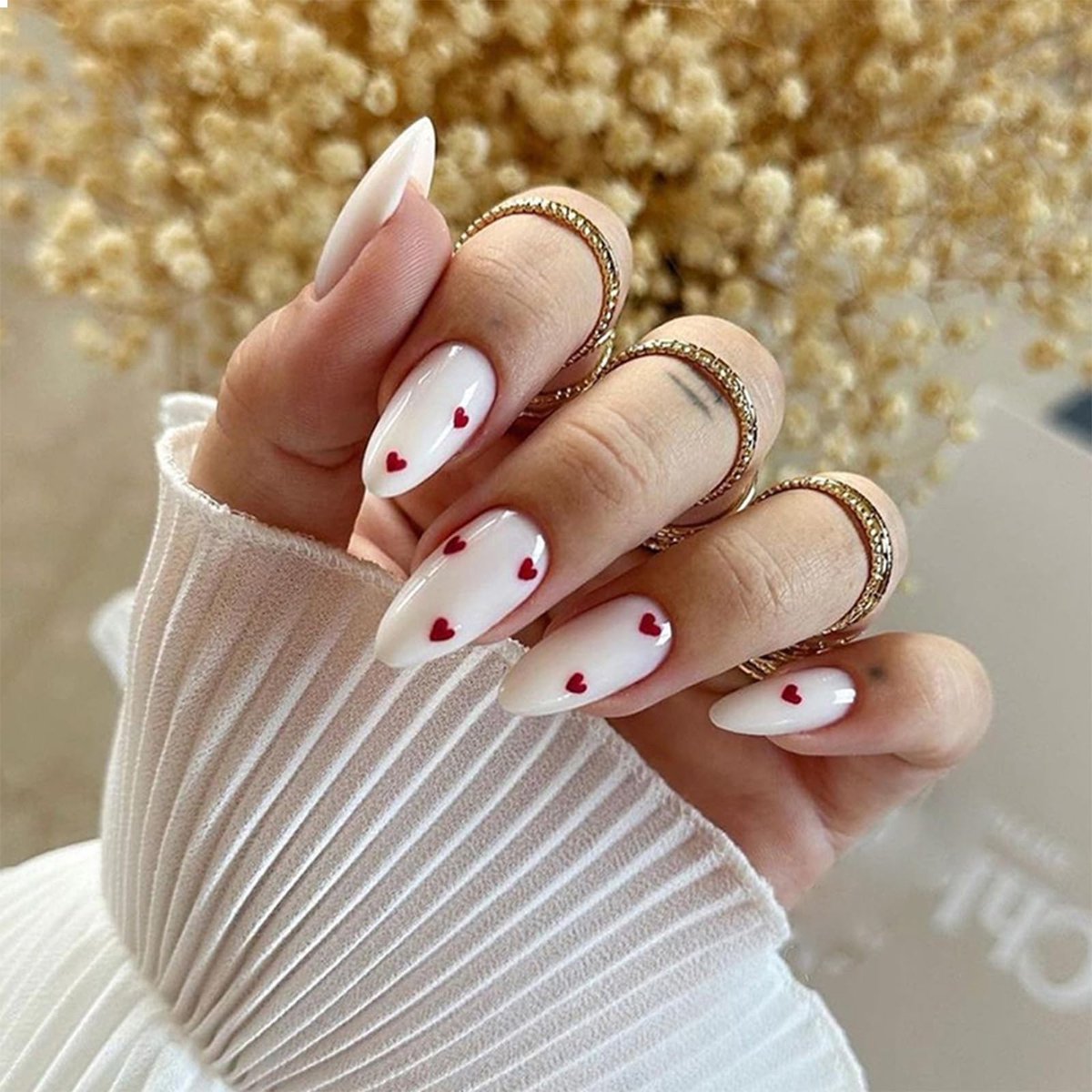 Dailygoods- Press-on Nagels 24 Stuks - Franse Tip - Amandelvormig