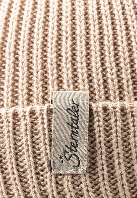 Gebreide muts - Baby muts - Warmte en comfort - Zachte katoenmix - 15 x 14.5 cm - Zandkleur — afbeelding 4