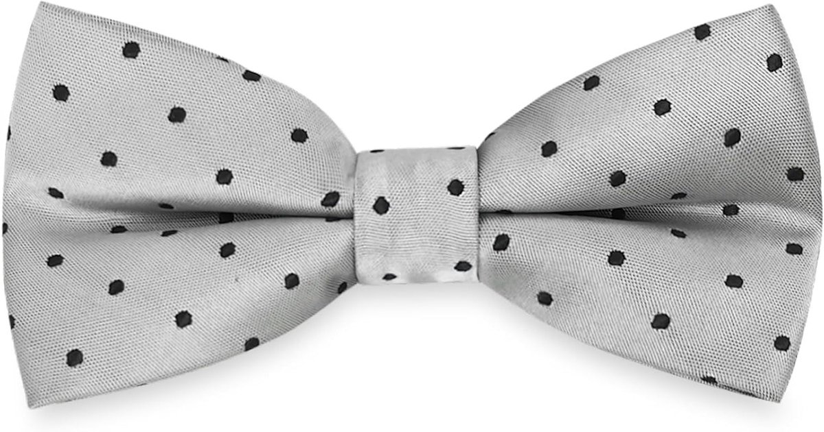 Schattige Anime Strik voor Meisjes - Zijden Uniform Strikje voor School, Cosplay en Valentijnsfeest in Grijs/Zilver met Zwarte Stippen