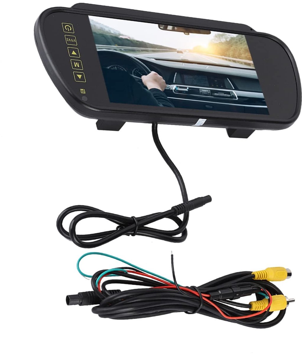 Allecto - LCD Achteruitkijkspiegel - 7 Inch - Camera Aansluiting - Auto - Veiligheid - Navigatie - Parkeersysteem