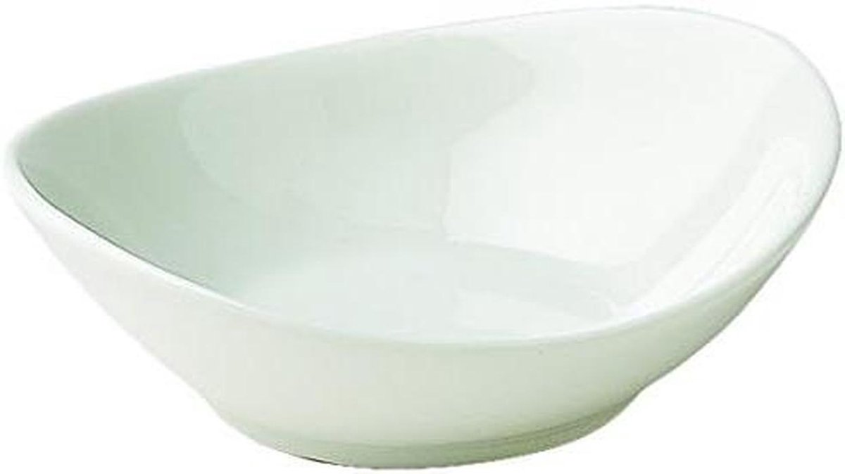 Kleine serveerschaal - Dessertkom bootvorm - Hapjes serveren - Vaatwasserbestendig - 11 x 10 x 4 cm - Gebroken wit