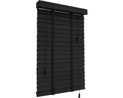 Houten Jaloezieën - Raamdecoratie - Licht Regelen - Massief Hout - 105 x 175 cm - Zwart