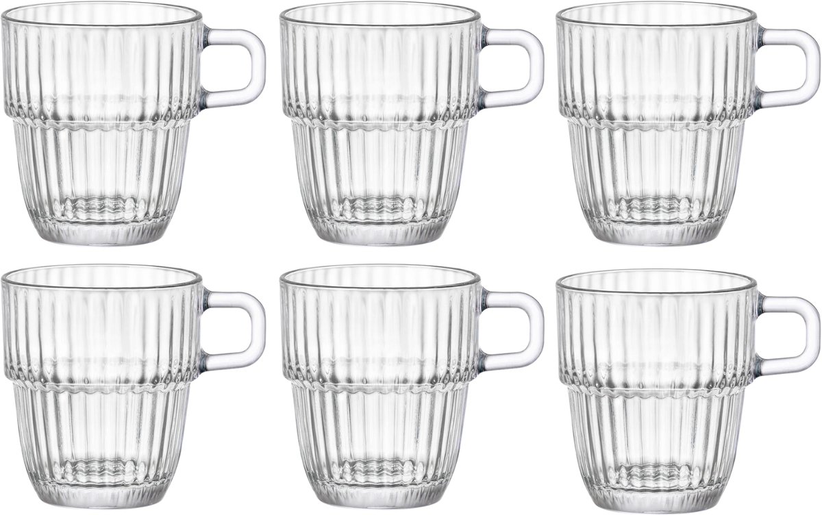 Bormioli Rocco Koffiekopjes met oor - Stapelbaar - Barshine 185 ml - 6 Stuks