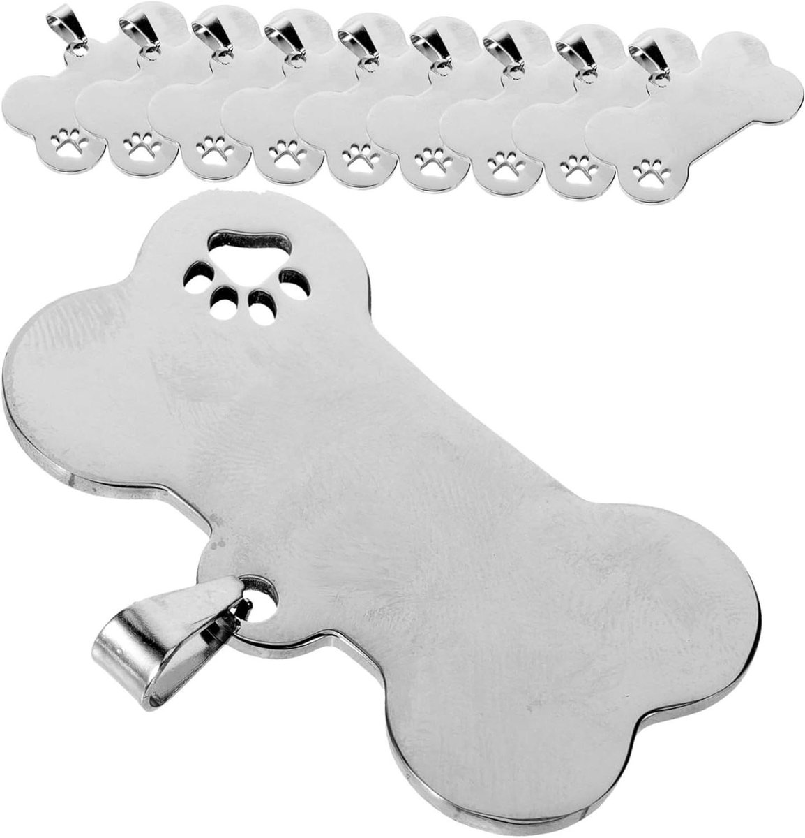 Huisdier Penning - Naamplaatje Hanger - Identificatie Huisdier - Bot Vorm Design - 5x3.5cm - Zilver