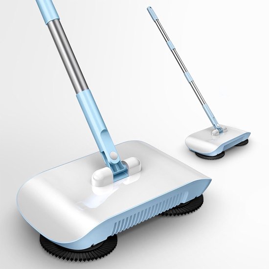 Huishoudelijke Veegmachine - Vloerreiniger Handmatig - Snel Vloeren Schoonmaken - 2-In-1 Bezem Mop - 30 cm Basis - Blauw van Merkloos	 — afbeelding 5