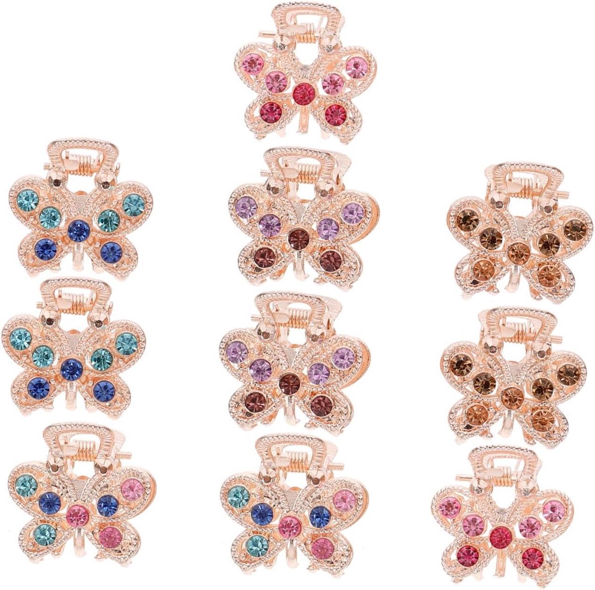 Mini Haarklemmen - Strass Haarspeldjes - Haar Stylen - Antislip Grip - 10 Stuks - Kleurrijk