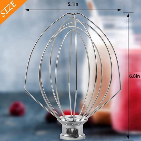 Mixer Accessoires - Eierklopper Opzetstuk - Bakken en Koken - Roestvrij Staal - 5 Stuks - Zilver — afbeelding 4