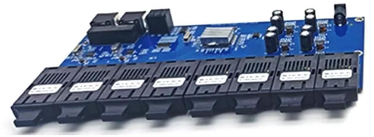 Ethernet Fiber Switch - Media Converter - Netwerk Uitbreiding - 8 Fiber Poorten - 20KM Bereik - Blauw