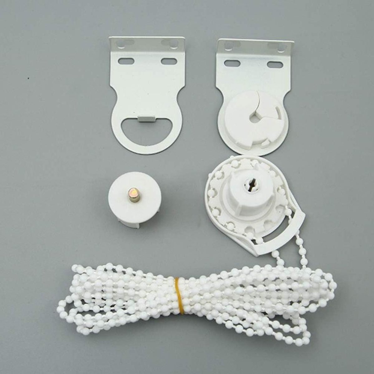Rolgordijn Onderdelen - Reparatiekit - Raambekleding - Metalen Beugel - 3.5 Meter Ketting - Wit