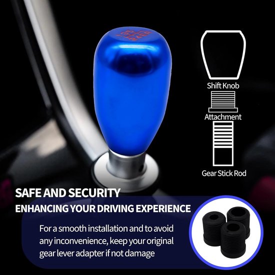 Versnellingspook Knop - Schakelpook Hendel - Auto Interieur - Universele Pasvorm - 5 Snelheden - Blauw — afbeelding 2