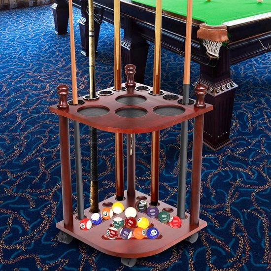 Poolkeu Rek - Keu Houder - Biljartkamer Organiseren - Driehoekig Vloerontwerp - 57 cm Hoog - Roodbruin — afbeelding 2