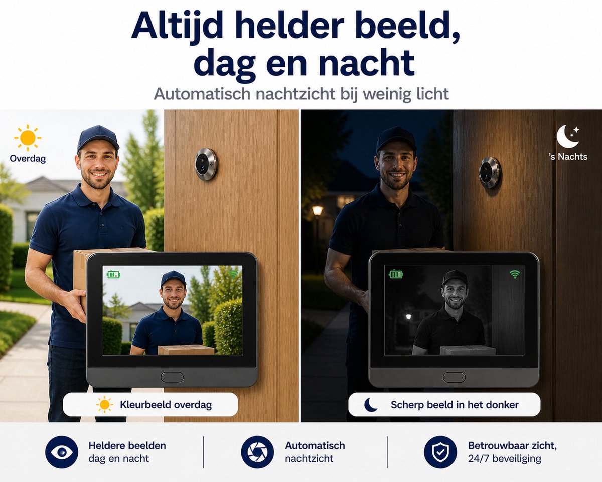 Smart Digitale Deurspion 3MP met Nachtzicht en Tweeweg Audio - afbeelding 2