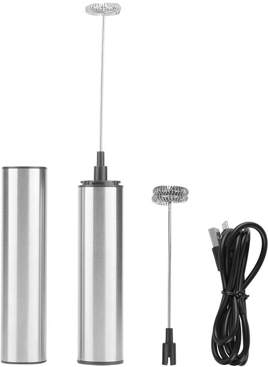 Nikou Oplaadbare Melkschuimer - Draagbare RVS Handmixer voor Koffie en Latte