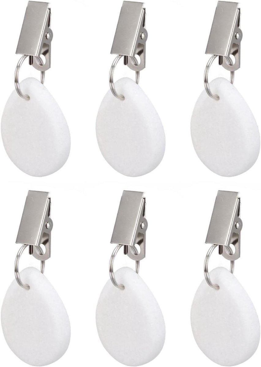 Tafelkleed Gewichten - Klemmen - Buiten Eten - Marmer & Staal - 6 Stuks - Wit