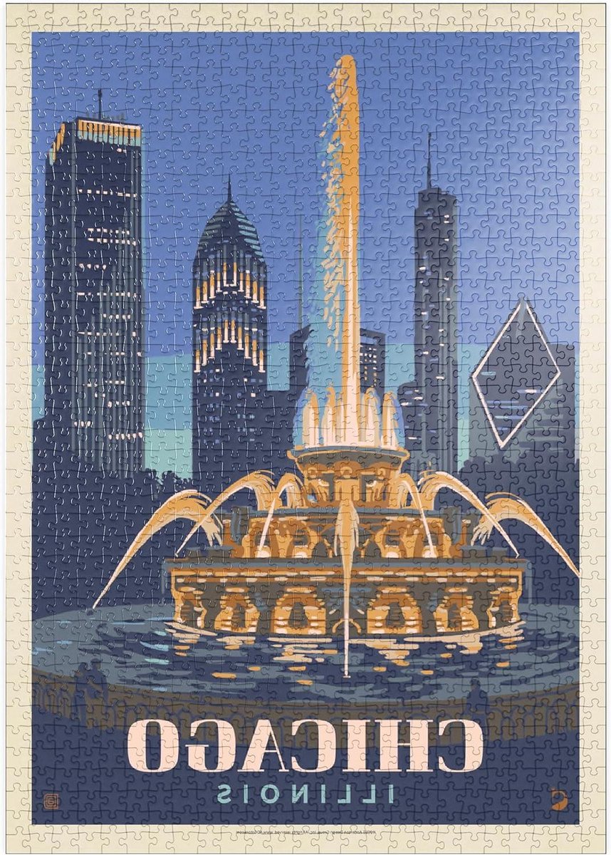 Legpuzzel Chicago - Stadspuzzel Vintage Poster - Ontspanning Thuis - Hoge Resolutie Print - 1000 Stukjes - Meerdere Kleuren