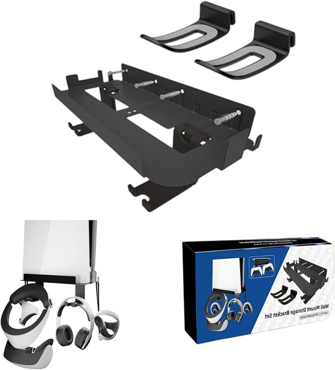Stevige Wandbeugel voor PS5 Slim en PS5 Pro - Inclusief Controller Houder en Headset Hanger voor Optimalisatie van Ruimte