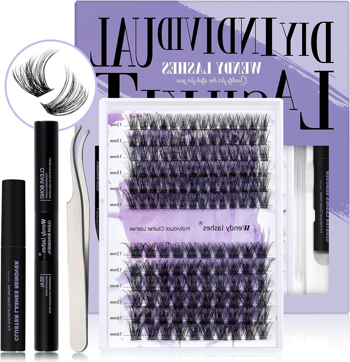 Individuele Wimperset - Cluster Wimperextensions - Natuurlijke Look Creëren - Zacht PBT Materiaal - 12-16mm Mix - Zwart