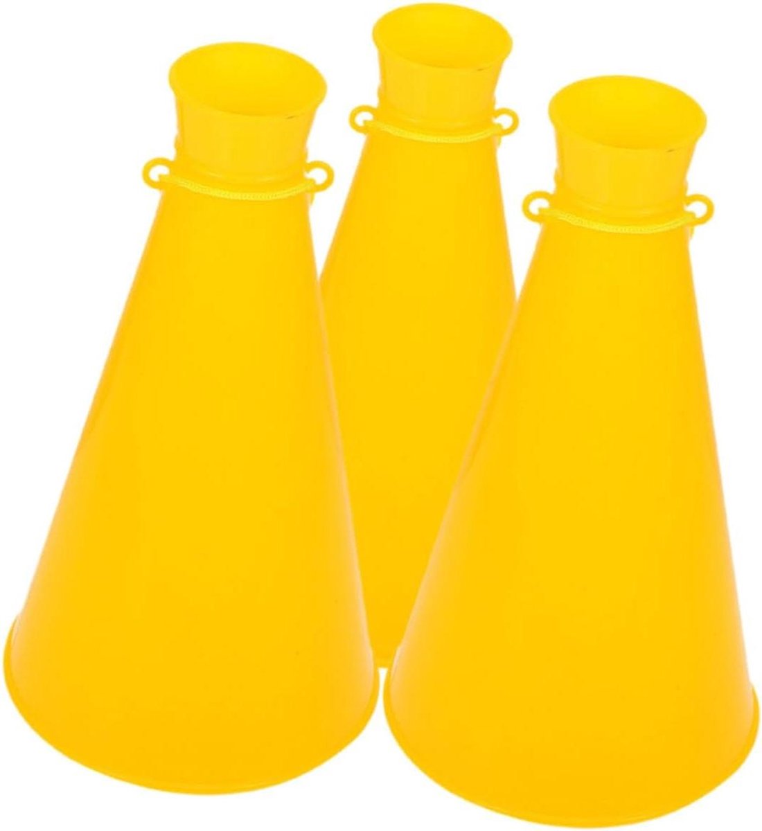 Feest Megafoons - Geluid Makers - Feestelijke Sfeer - Set van 3 - 22.5 cm Lengte - Geel