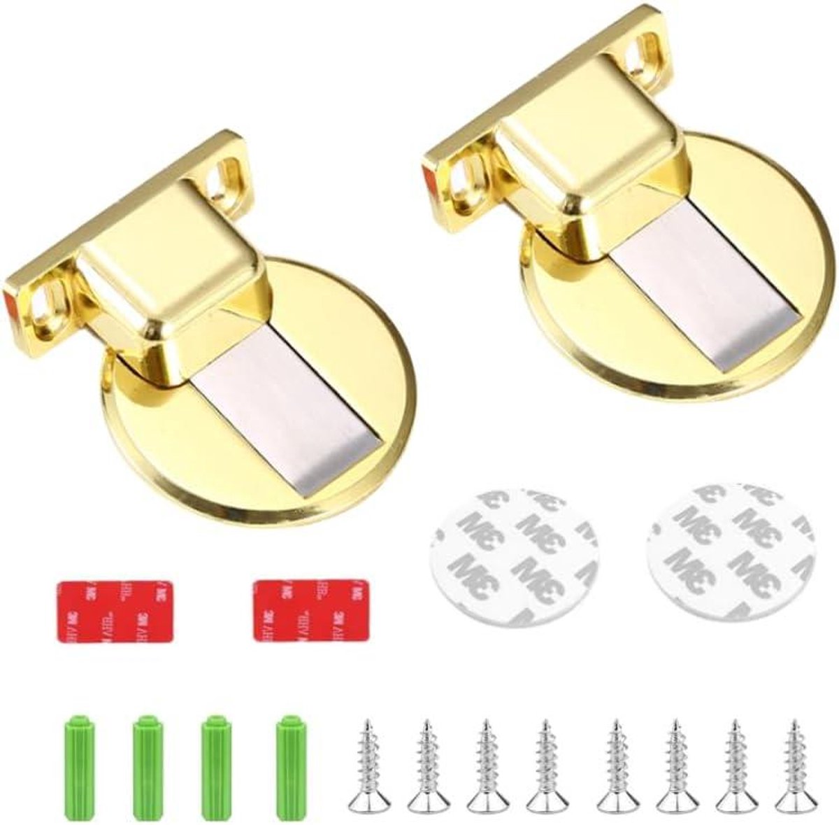 Deurstop Set - Magnetische Houders - Deuren Open Houden - Roestvrij Staal - 2 Stuks - Goud