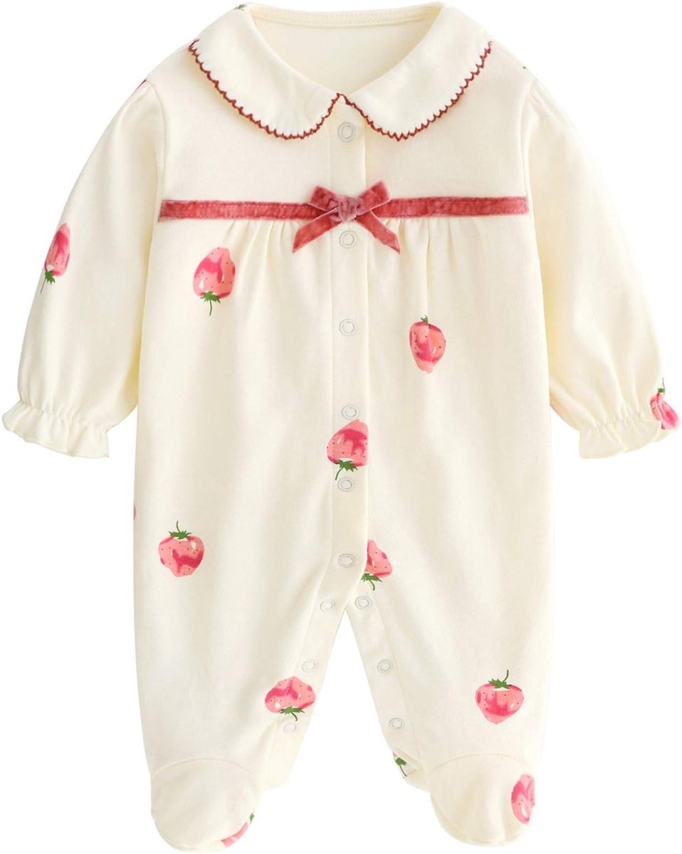 Schattige oranje baby meisjes romper van katoen met lange mouwen, ideaal voor 0-12 maanden, comfortabel en stijlvol