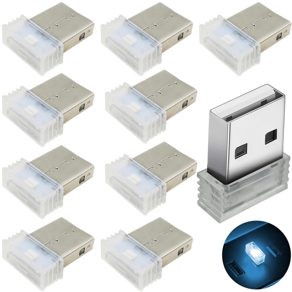 Dailygoody - LED-verlichting - Binnenverlichting - Eenvoudig te bedienen - IJsblauw - USB-lamp - Creëer sfeer - Geschikt voor auto - Compact formaat