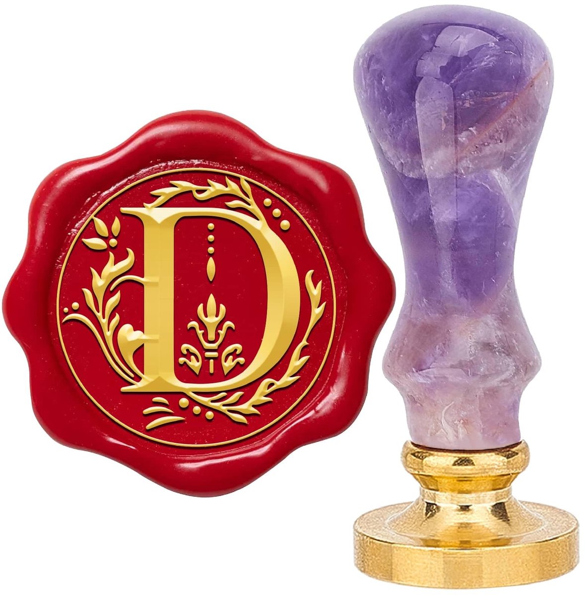 ONF3 - Wax Seal Stamp - Vintage Stempel voor Bruiloften - 25 mm Brass - Amethyst Handvat - Persoonlijk Aangemaakt - Creatief - Uniek