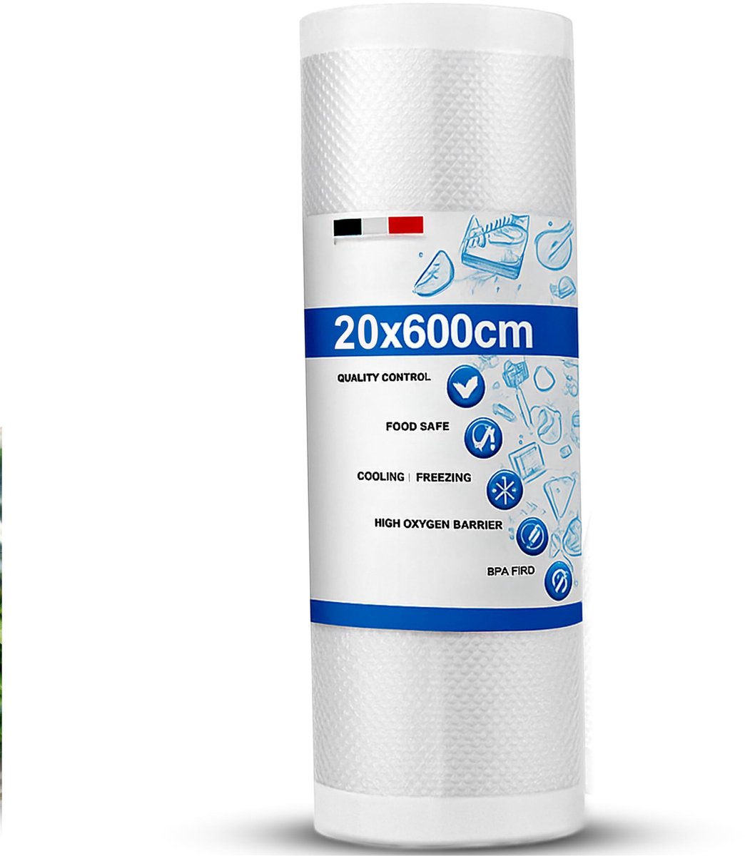 Dailygoody - Retoo Vacuum Rolls 20x600 cm - BPA Vrij en Voedselveilig - Sterk en Scheurvast - Ideaal voor Sous Vide en Vriezer