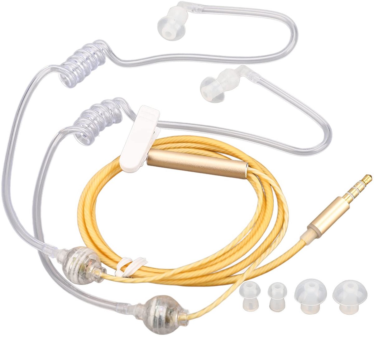 Dailygoody - Air Acoustic Tube Headset - Ergonomische Oordopjes - Stralingsvrije Ruisonderdrukking - Oranje - Voor Laptop en Tablet - Ideaal voor Comm