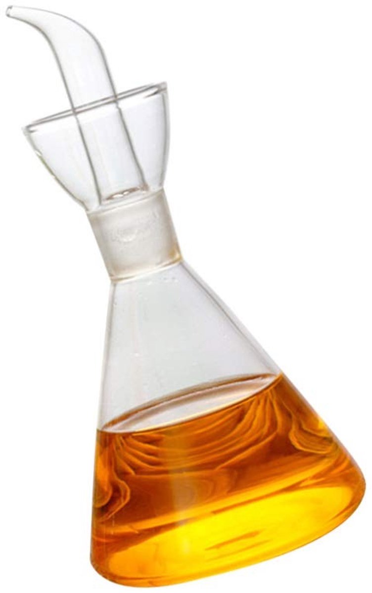 Transparante glazen oliekan 250ml met druppeltuit driehoekig formaat voor olijfolie