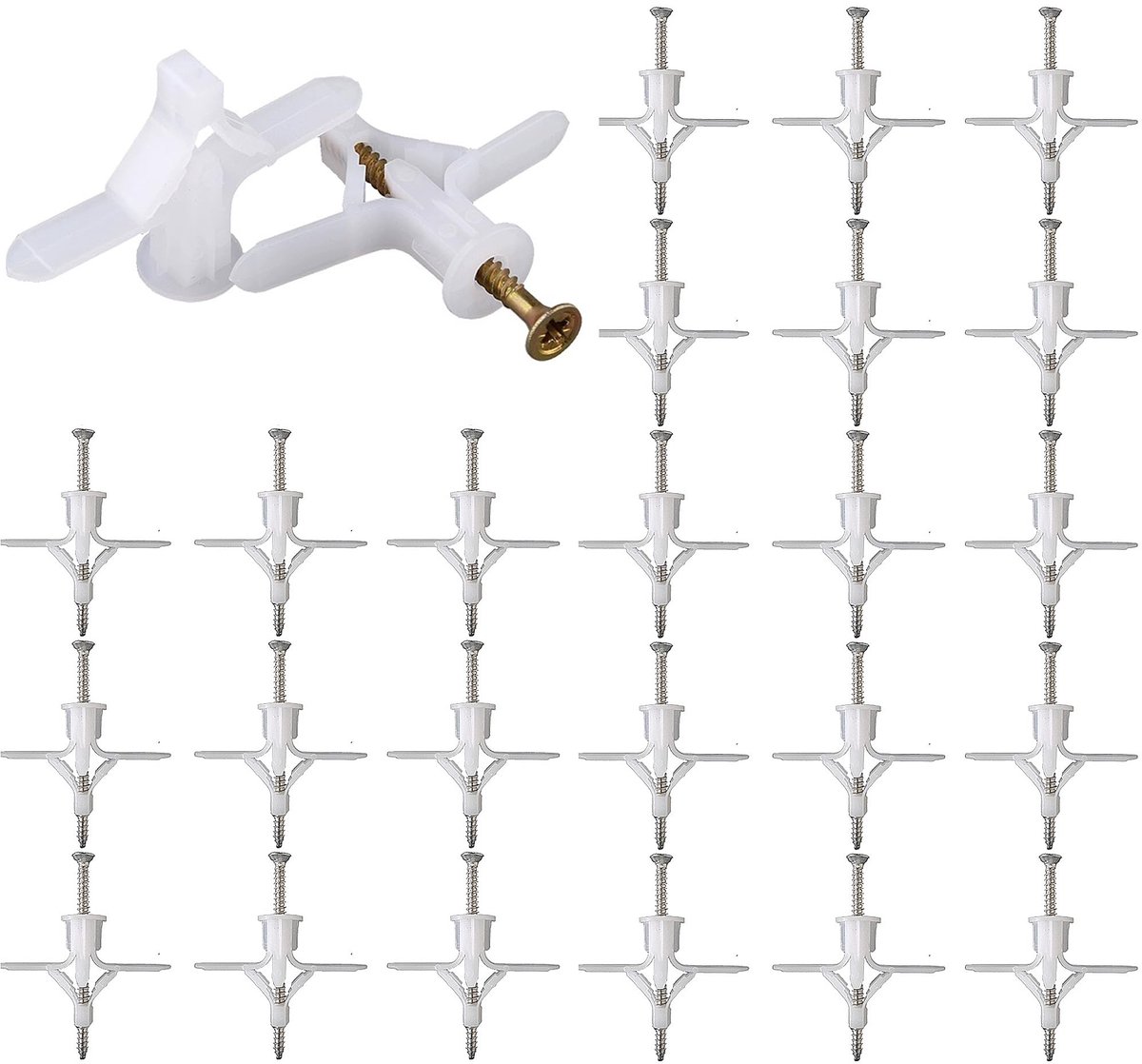 Dailygoody - Hollewandpluggenset - Gipsplaatpluggen - Inclusief schroeven - 50 stuks - Voor gipsplaten en beton - Ideaal voor droogbouwprojecten