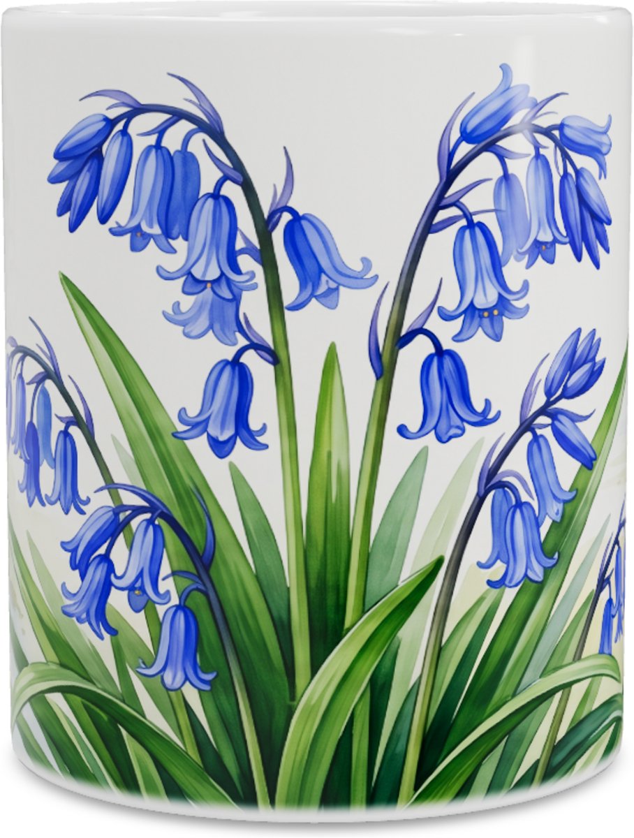 Mok Wilde Hyacinten aan de Waterkant - Aquarel Bloemen Landschap Botanisch