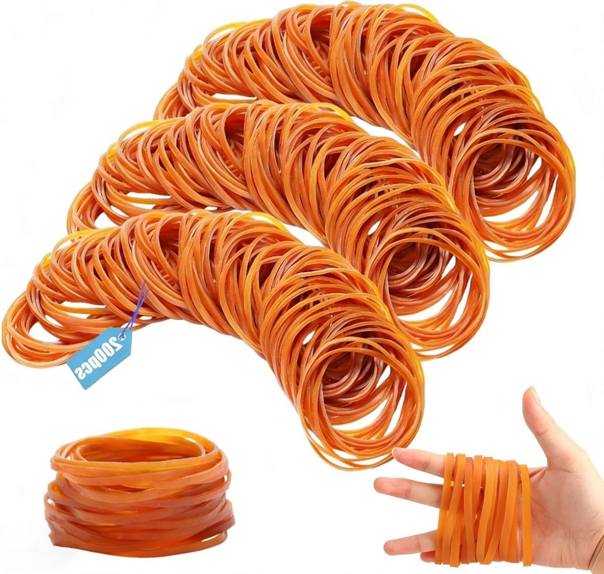 Dikke Gele Elastische Rubber Bands - 200 Stuks Stretchable Bands voor Kantoor en Creatieve Projecten
