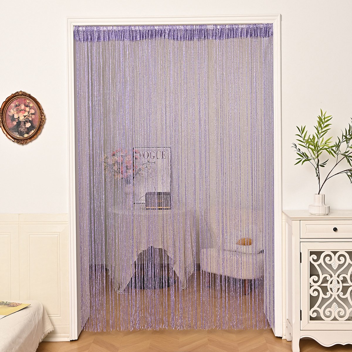 Deurgordijn - Kralengordijn - Polyester - Siergordijn - Eenvoudige Installatie - Luxe Deurhor - Horgordijn - Vliegengordijn Kralen - Modern Design - Gratis snijden - Geschikt voor deuren, ramen, decoratie-Lichtviolet, 100*200cm (1 stuk)
