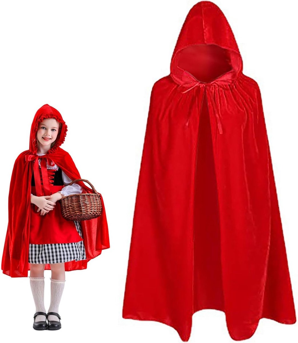 Rode Cape met Kap voor Kinderen, Unisex Halloween Kostuum, Vampier Outfit en Cosplay Accessoires voor Feestdagen en Verkleedpartijen
