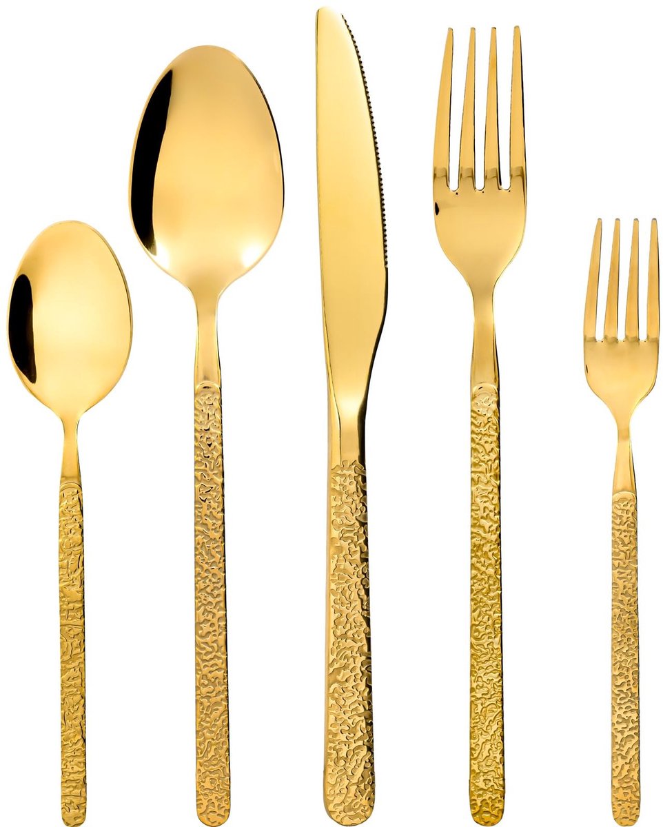 Dailygoody - Gouden bestekset - 30-delig - Vaatwasmachinebestendig - Roestvrij staal - Voor 6 personen - Ideaal voor feestelijkheden en dagelijks gebr