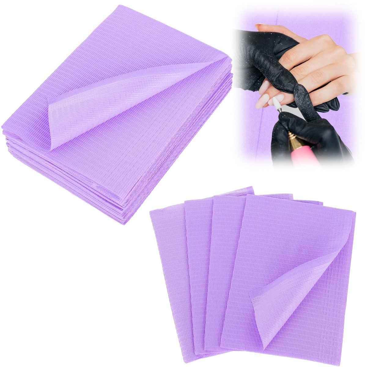 Allecto - Wegwerp-nagelmatten - Waterdicht - Paars - Reinigingspads