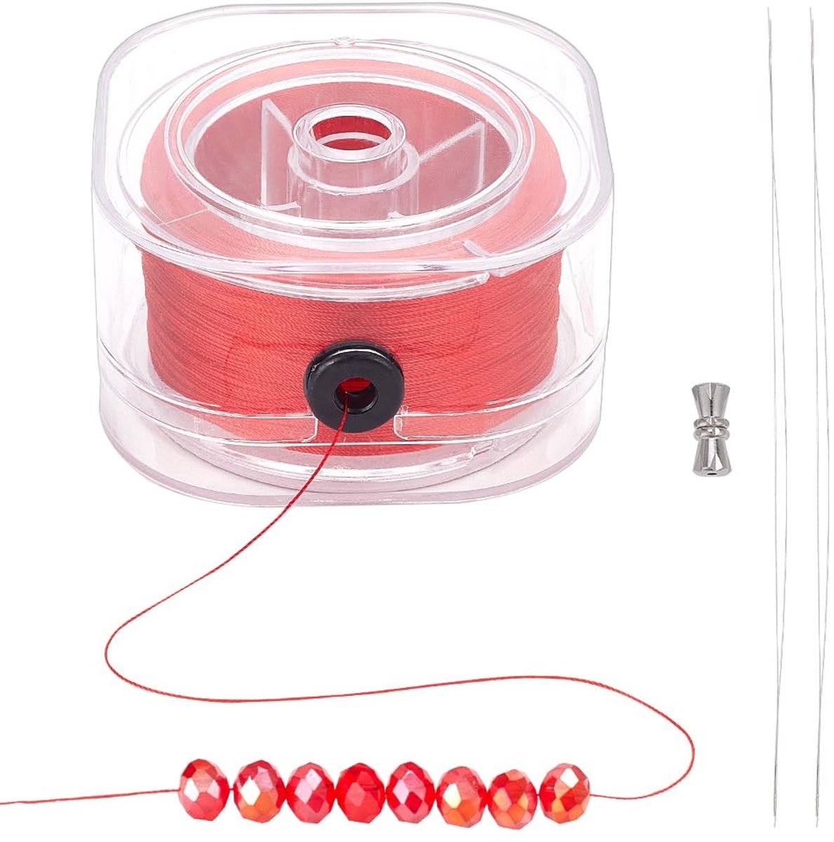 Dailygoody - Nylon Draad - Sieraden Maken - Duurzaam en Betrouwbaar - Rood - Kraal Draad - 225 Meter voor Ambachten - Geschikt voor Naaien